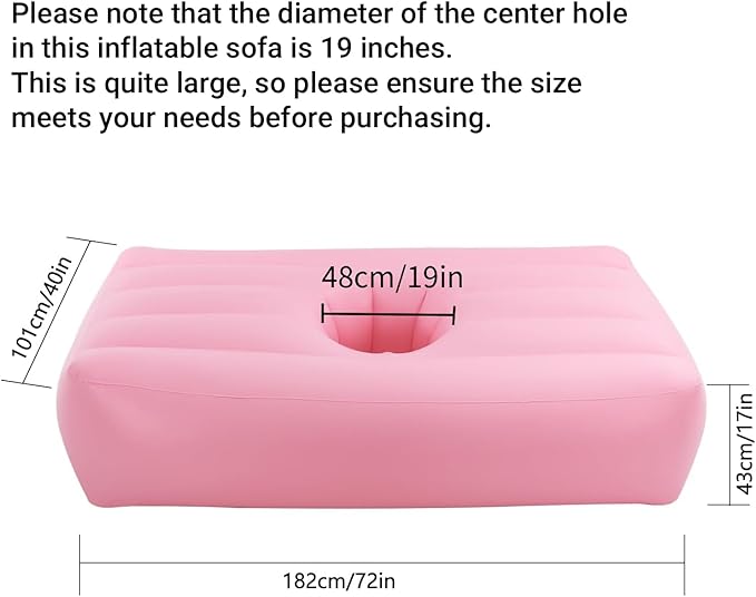 BBL Recovery Air Mattress with 19 Big Hole Post-Surgery Inflatable Bed for Brazilian Butt Lift Electric Pump Waterproof PVC Ideal for Sleeping Sitting and Relaxation Pink