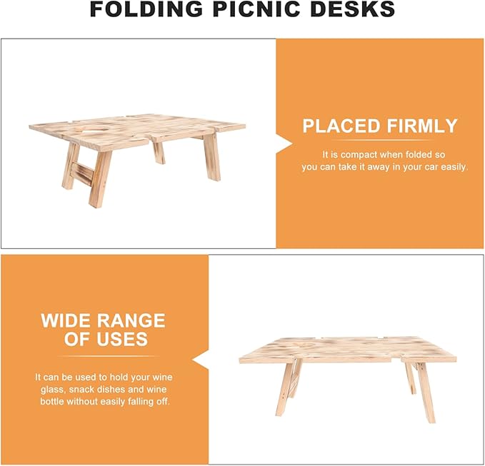 HANABASS Portable Picnic Table Outdoor Folding Table Wooden Construction Folding Dinner for Camping Beach and Picnic