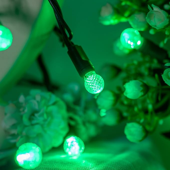 YULETIME Green One-Piece G12 Raspberry Christmas Lights 140 Count 48 Feet 2 Sets 70 LED 24 ft High Waterproof UL Certified String Light (Green)