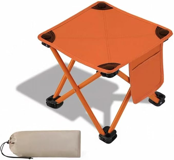 Portable Collapsible Stool for Mountaineering and Hiking Collapsible Stool Lightweight Folding Chair Suitable for Camping Outdoor Activities Fishing (1 Orange Color)
