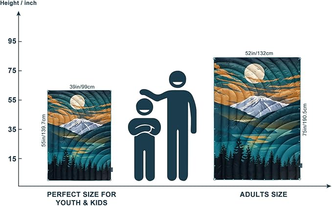 Camping BlanketLightweight Puffy Printed Camping Blanket Packable Outdoor Blanket for CampingTraveling Stadium Hiking Picnics
