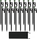 16Pcs Tent Stakes 12in Heavy Duty Tent Stakes with Storage Pouch Dia. 0.35 Forged Steel Stakes for Tent Used on Rocks Grassland Snowfield(16Pcs 12in Stakes)