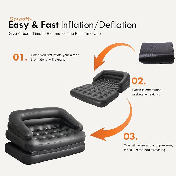 DIMAR GARDEN Inflatable Couch Blow Up MattressOutdoor Air Sofa Bed for Camping Full Size
