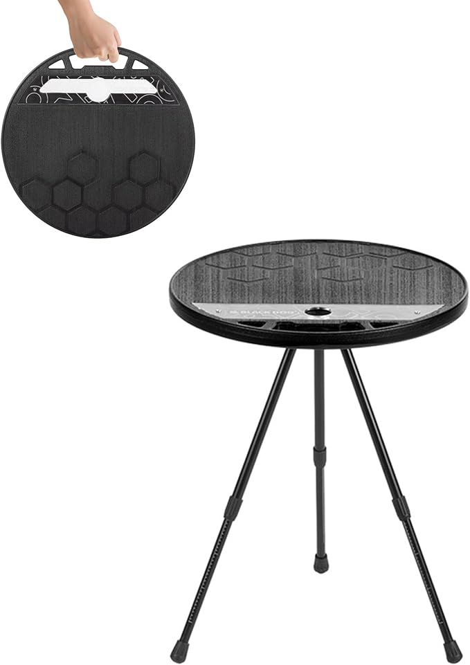 Blackdog Lightweight Round Folding Camping Table PE Portable Picnic Table with Aluminum Adjustable Table Legs Solid Triangular Support Round Table for Outside Tailgating Hiking Camping