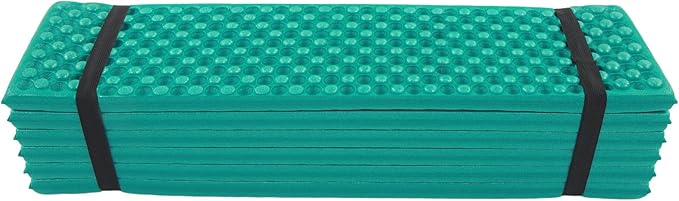 Foldable Sleeping Mat 2cm Thickness Egg Crate Foam Pad Black Bottom for Outdoor Camping (Dark Green)