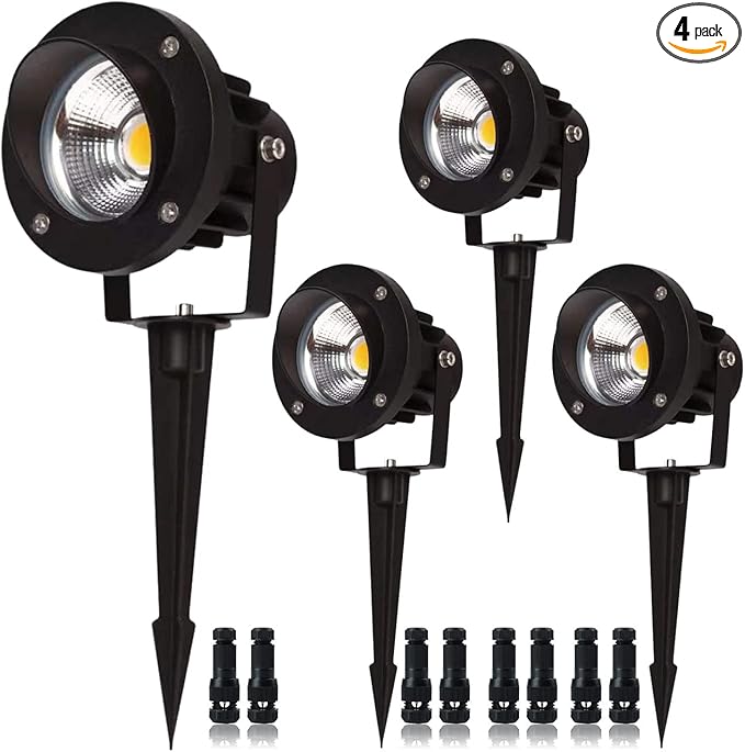 EAGLOD 20W Led Spotlights Outdoor Landscape LightsLow Voltage Led Landscape Lighting 12V ~24V AC/DC Waterproof Landscape Spotlights with Stake for Tree Flag Lights 3000K Ultra Warm White (4Pack)