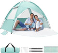 Beach Tent for 3-4 Person Large Easy Setup Beach Shade Canopy with UPF 50＋ UV Protection Portable Shade Tent with 3 Ventilating Mesh Windows for Outdoor Picnics Fishing