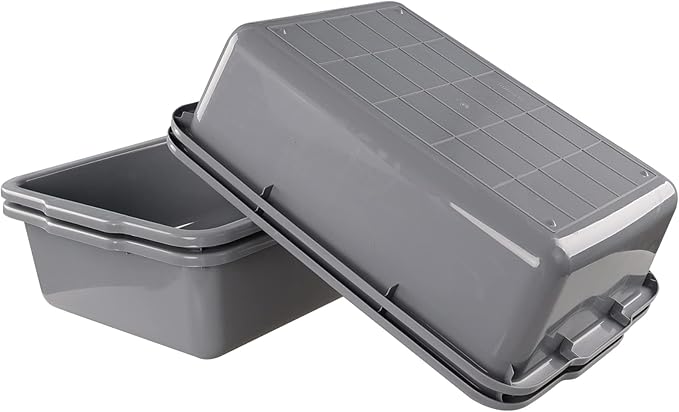 Jekiyo 4 Packs 32 L Commercial Bus Tubs Large Food Grade Meat Tubs Grey Restaurant Bus Pans
