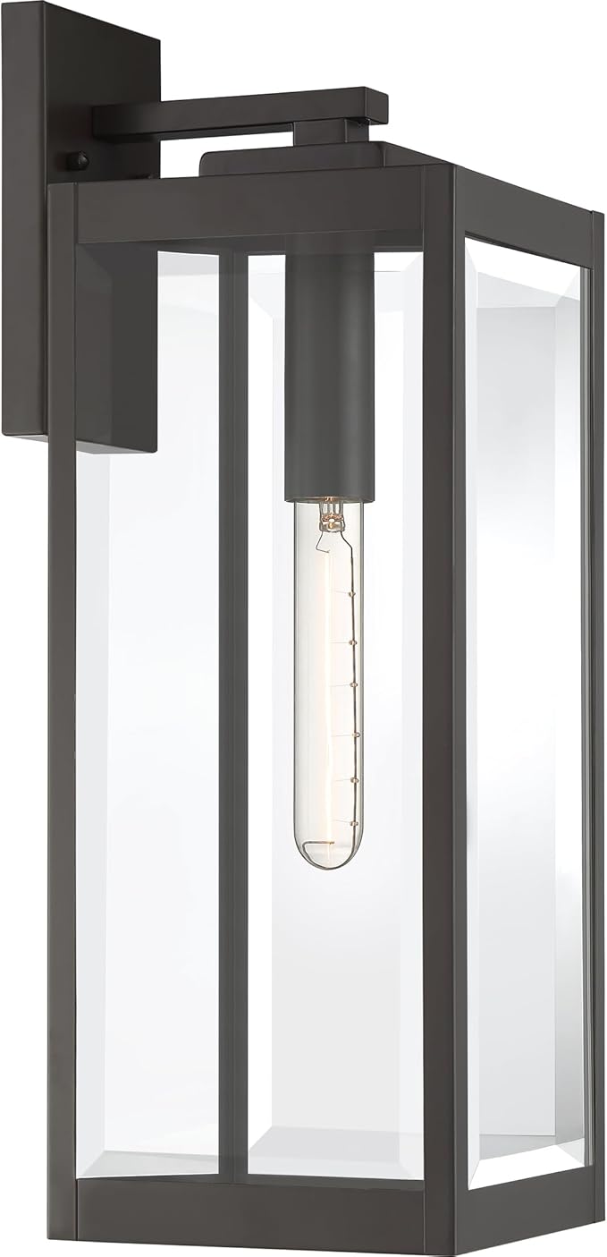 Quoizel Westover 20 Outdoor Wall Sconce 1-Light Western Bronze with Clear Beveled Glass E26 Base Wet Rated