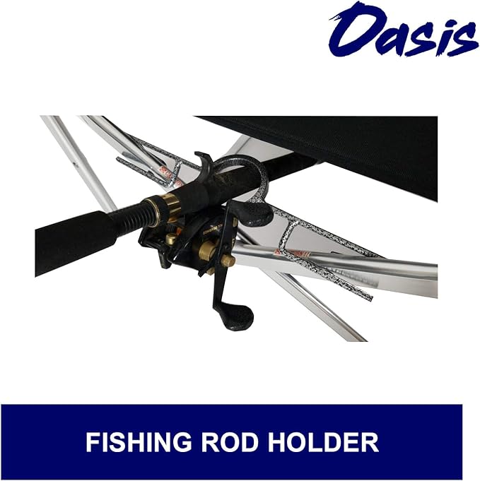 Oasis Premium Director Fishing Chair with Rod Holder - Folding Aluminum Chair
