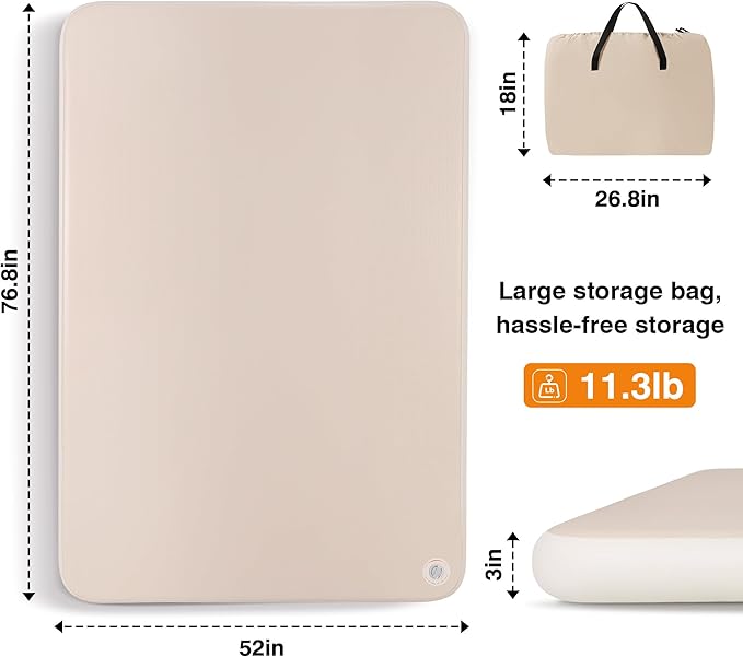 TOBTOS High-Support Full Size Camping Air Mattress 3 Thick No Sagging Inflatable Mattress with Manual Pump Double Sleeping Pad for Camping Home Hiking