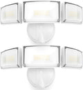 LUTEC 75W 8000 Lumen Floods Light Outdoor Switch Controlled LED Security Lights with 3 Adjustable Heads 5000K Daylight IP65 Waterproof Exterior Flood Light for Garage Yard Patio (White) - 2 Pack