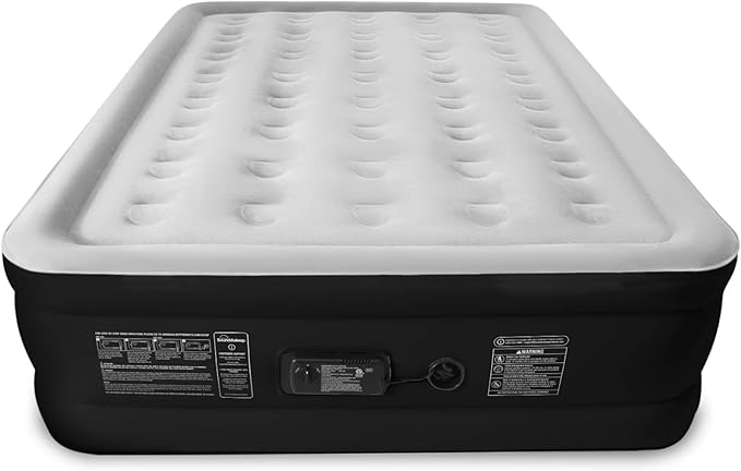 SoundAsleep Dream Series Luxury Air Mattress with ComfortCoil Technology &amp Built-in High Capacity Pump for Home &amp Camping- Double Height Adjustable Inflatable Blow Up Portable - Queen Size
