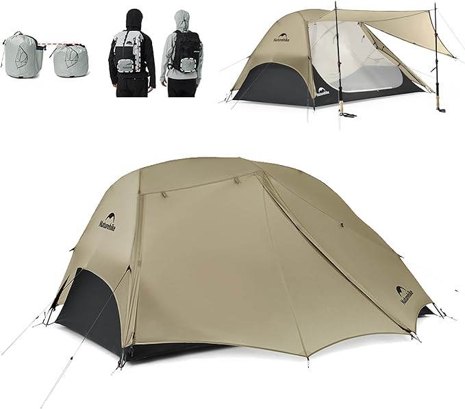 Naturehike Star River UL Camping Tent with Divided Packing Design - 1/2 Person Lightweight Backpacking Tent Double Layer Waterproof Tent for One Man Hiking Travel Cycling Two Person