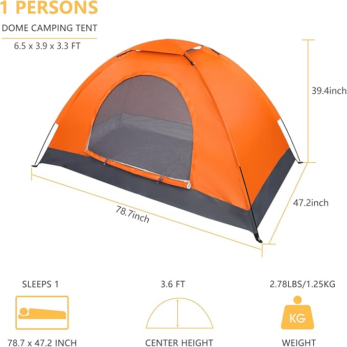 Outvita Camping Dome Tent 1-4 Person Waterproof Windproof Easy Setup Spacious Family Tents with Carry Bag &amp Rain Fly for Hiking Backpacking Traveling Glamping Beach