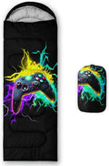 Axolotl Gaming Sleeping Bag for Boys Girls KidsGamepad Waterproof Portable Camping Bag3 Season Warm Cool Weather Lightweight Compact Camping Essentials Gear for Travelling Hiking Green Purple Orange