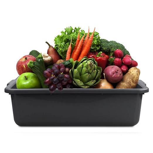 4-Pack 24 L Gray Large Plastic Bus Box Commercial Bus Tubs