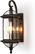 Milaii 18.5 H Copper Outdoor Wall Lights Exterior Waterproof Wall Sconce Light Fixture E26 Socket Oil Rubbed Bronze Porch Light with Clear Glass Lantern Wall Lamp for Front Porch Garage Patio