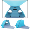 Elegear CumbreX™ Beach Tent with Canopy 4-6 Person 1-Second Umbrella-Style Setup Pop Up Sun Shelter Shade UPF 50+ UV Protection Four-Layer Silver-Coated Lightweight Portable Beach Cabana - Aqua Blue