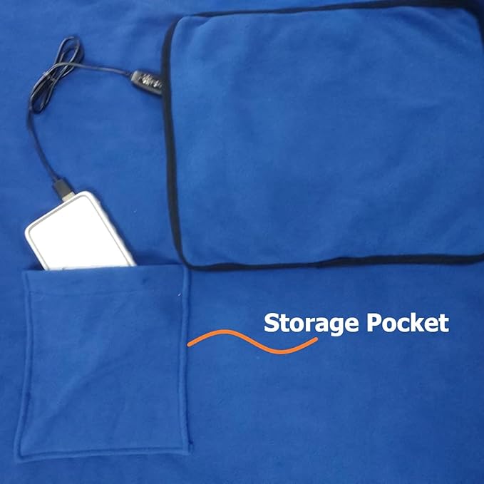 Kirkwood Kitchen Heated Blanket with USB Power Soft Portable Outdoor Blanket Stadium Blanket Picnic Blanket for Traveling Camping Hiking &amp Outdoor Activities or Wheelchair Use Blue