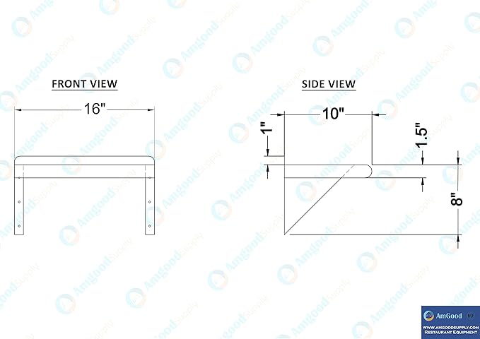 AmGood 10 in. x 16 in. Stainless Steel Wall Shelf | NSF Certified | Appliance &amp Equipment Metal Shelving | Kitchen Restaurant Garage Laundry Utility Room