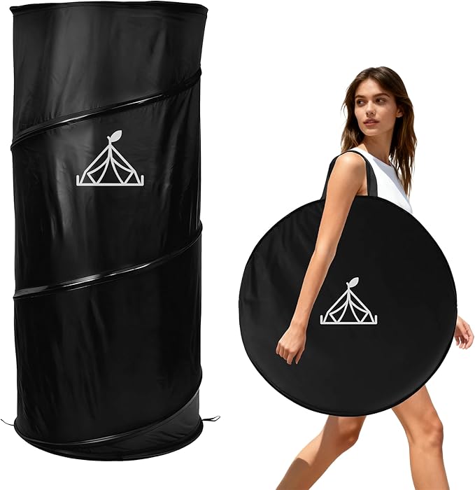 Pop up Changing Tent Portable Changing Room Shower Tent Privacy Portable Bathroom Collapsible Emergency Compact Dressing Room Tube with Carry Bag for Camping Beach or Outdoors (Black)