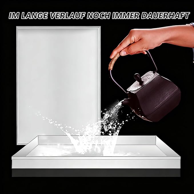 Durable Rectangular Stainless Steel Drip Pan for Outdoor AC Units &amp Plant Pot Tray – Weather Resistant Prevents Water Seepage &amp Spills Keeps Floors Clean – 90x80cm (36x32in)