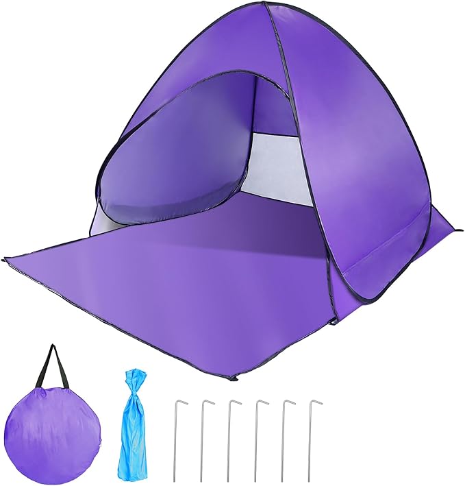 Pop Up Beach Tent Sun Shelter for 2-3 Person Sun Shelter with UPF 50+ &amp Lightweight Portable Beach Tent Easy Pop Up for Outdoor Camping Fishing