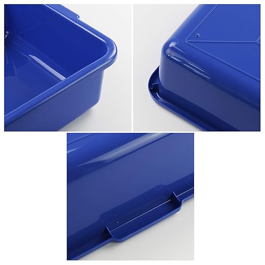 Xyskin 4-Pack Commercial Bus Tubs Box/Tote Box Stackable Plastic Utility 13 Liter Storage Bin with Handles Dish Wash Basin Tub Pans Blue