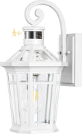 Motion Sensor Outdoor Wall Lantern White Outdoor Lighting Fixtures Wall Mount Dusk to Dawn Exterior Sconce Lights with Beveled Glass Waterproof Exterior Front Porch Lights for Garage Coach