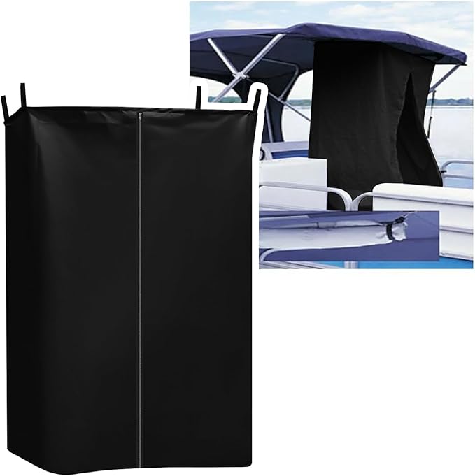 Privacy Tent for Boats Pontoon Boat Privacy Tent Hanging Changing Room with Storage Bag Install Under Bimini Top Waterproof Portable Privacy Tent Inside Outside Opened-Zipper 30 * 27 * 72