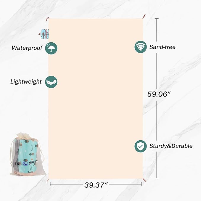 Picnic Blanket Waterproof – Packable Sand Proof Beach Blanket (0.42lb/0.66lb) Compact &amp Foldable Fits in Pocket with Integrated Stakes Ideal for Camping Hiking Travel Concert Festival