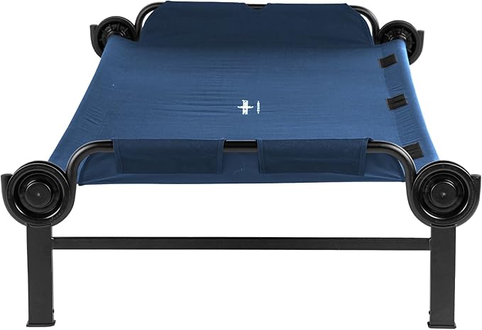 Disc-O-Bed XL Outdoor Modular 1 Person Single Camping Cot Portable Bed with 2 Height Options for Adults Sleep Solution for Tents Navy
