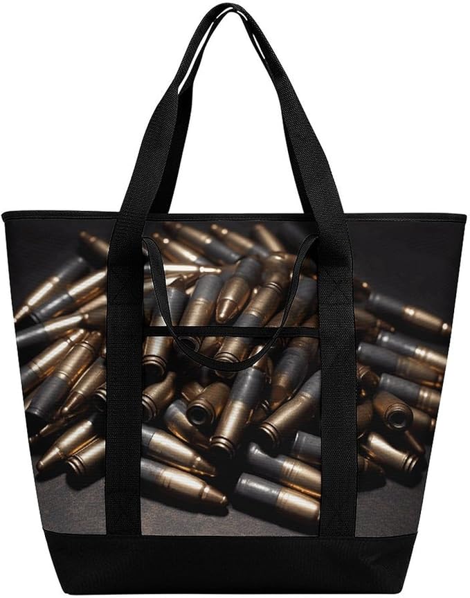 Insulated Shopping BagLarge Reusable Cooler Bags Bullet Printed Foldable Shopping BagTravel Waterproof Shoulder Bag