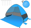 Pop Up Beach Tent Beach Shade with UPF50+ UV Protection Pop Up Tent for 3-4 Person Easy Setup Sun Shade Canopy for Camping Fishing (Light Blue)