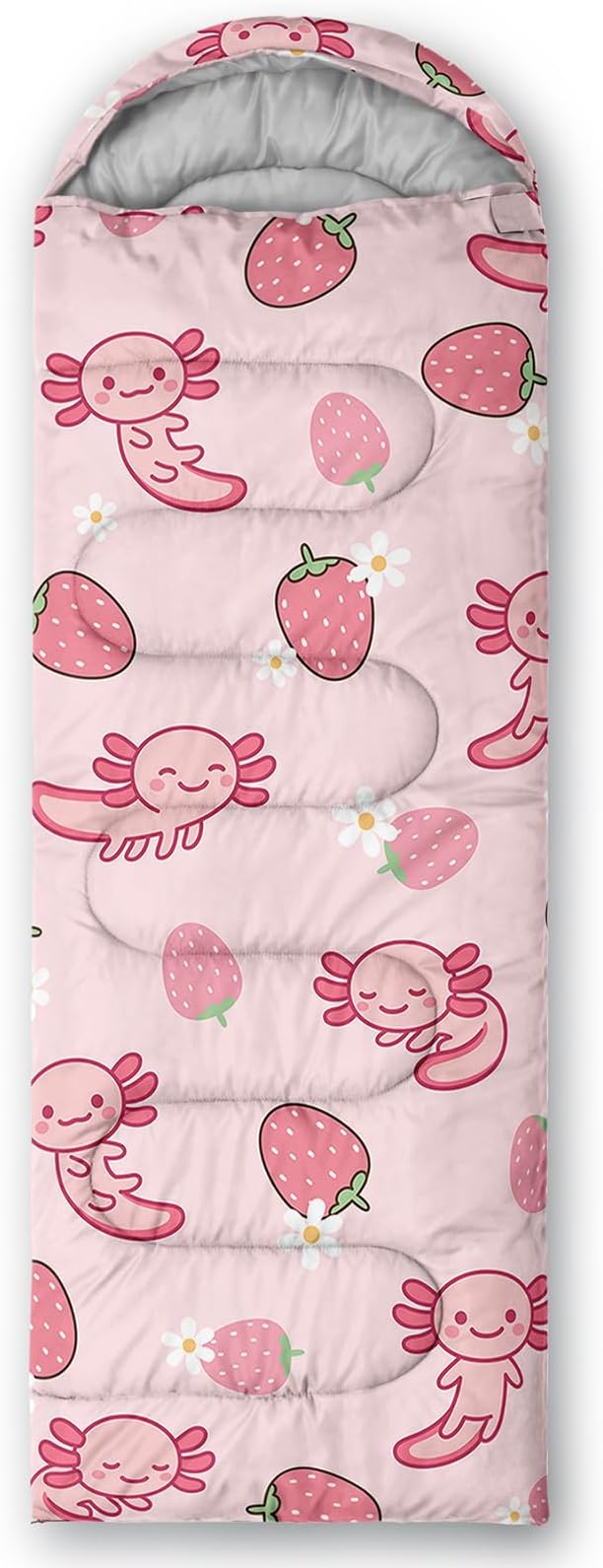 QOOMO Axolotl Cute Camping Sleeping Bags3 Season Warm &amp Cool WeatherLightweightWaterproof Sleeping Bags for Adults &amp KidsTravelingand Outdoors