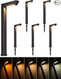LEONLITE 5CCT LED Low Voltage Landscape Pathway Light 5W Anti-Glare Path Lights Aluminum IP65 Outdoor Sidewalk Lights Wired ETL 16 Inch 1800K/2700K/3000K/4000K/5000K Oil Rubbed Bronze Pack of 6