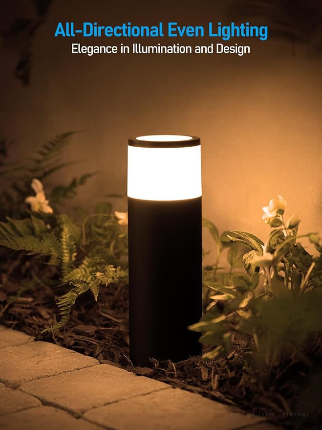 LEONLITE Low Voltage Path Lighting 5W LED Landscape Bollard Pathway Light Landscape Lights Outdoor for Yard 3000K Warm White Die-Cast Aluminum IP65 Waterproof Pack of 4