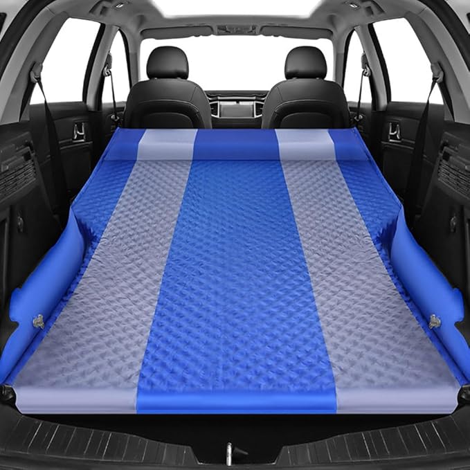 Car Inflatable Mattress for Abarth 595 Competizione 2012-2023 with Air Pump Self-Driving Camping Travel Thickened Foldable Air MattressBlue-Gray-with Pillow