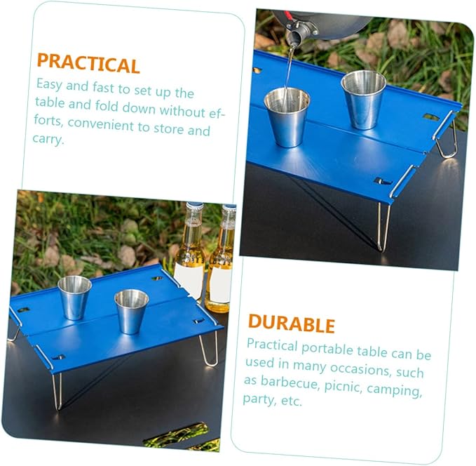 HANABASS Small Tea Table Easy to up Fold Down Portable Aluminum Folding Table for Outdoor Activities