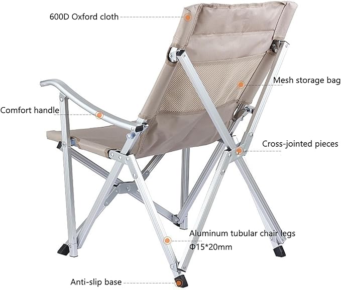 Portable Folding Camping Chair Lightweight Aluminum Frame Oxford Cloth Seat Compact with Carry Bag for Beach Picnic Fishing Hiking Outdoor Travel red