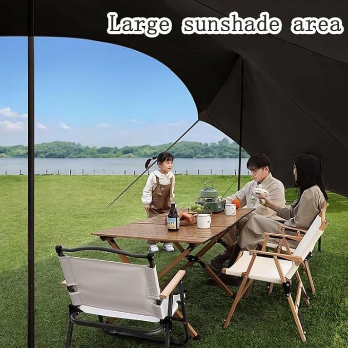 10x17ft Beach Canopy Tent Sun Shade with 2 Poles Camping Tarp Shelter for Beach Grass