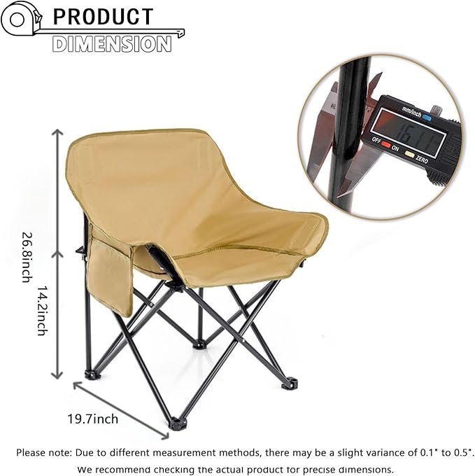 CTESNE【Lightweight &amp Portable】Folding Camping Chair 2.2lbs Outdoor Chair with Side Pocket &amp Storage Bag Folding Chair for Camping Hiking Beach Picnic Indoor Use