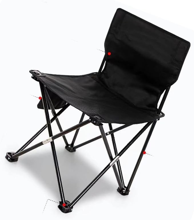 Sturdy Camping Folding Chair with Oxford Cloth Beach Picnic Mountaineering Fishing Folding Stool Portable Outdoor Stool Leisure (Black 39x39x65cm/15.35x15.35x25.59in)