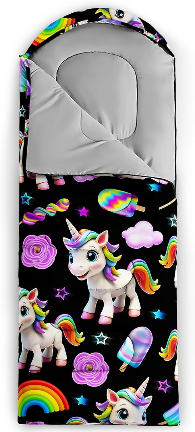 AILONEN Cartoon Camping Sleeping Bag for Boys Girls AdultsLightweight &amp Waterproof3 Season Warm &amp Cold WeatherPortablePrinted Sleeping BagTravelingCampingHiking
