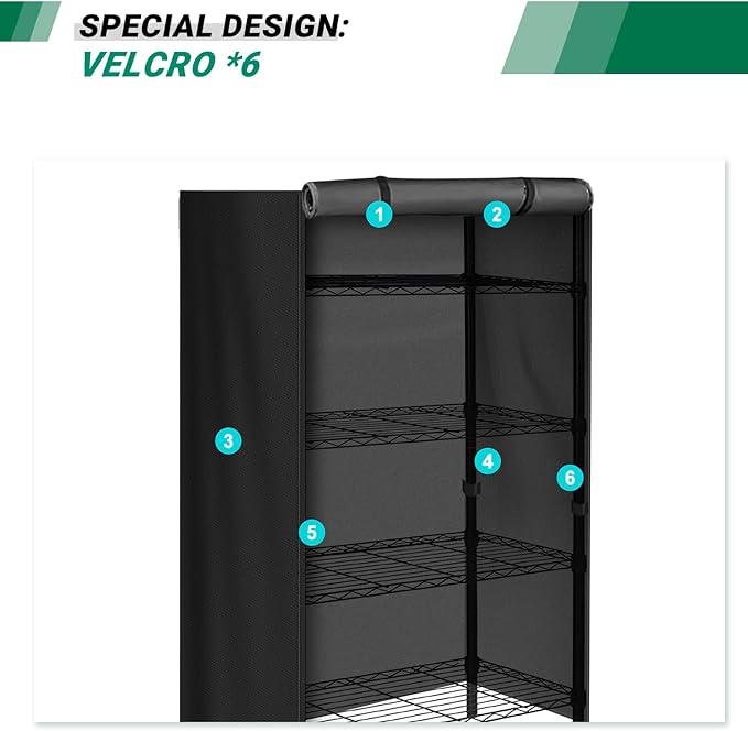 Storage Shelving Unit CoverWaterproof Shelf Cart Cover Protective Outdoor Indoor Storage Rack Dust Cover with Zipper (30 Lx14 Wx60 H)