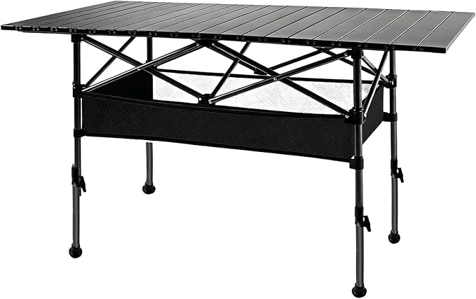 4FT Camping Table 47 x 21 Steel Fold Up Lightweight Table Adjustable Height Folding Picnic Table with Carry Bag for Camping Picnic Backyard BBQ Patio