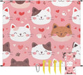 Waterproof Sandproof Beach Blanket 59''×68'' Cute Cats Polyester Outdoor Picnic Blanket with 4 Stakes &amp Storage Bag for BeachCampingVacation Pink