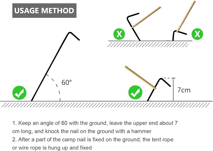 Angoily 40pcs Heavy Duty 7-Shaped Tent Stakes Metal Camping Tent Pegs 3.5mm Diameter Ground Anchors for Outdoor Hiking and Garden Shelter