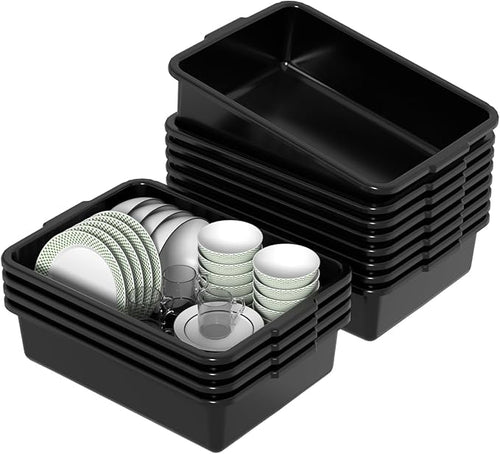 12-Pack 13 L Plastic Commercial Bus Tub Box Restaurant Dishpan Basin Black